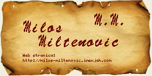 Miloš Miltenović vizit kartica